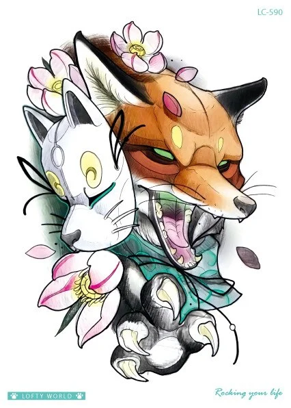 Sdrawing Transfer fake tattoo Waterproof Temporary Tattoo sticker men women Tiger wolf tattoo flash tatto arm tatoo makeup sticker