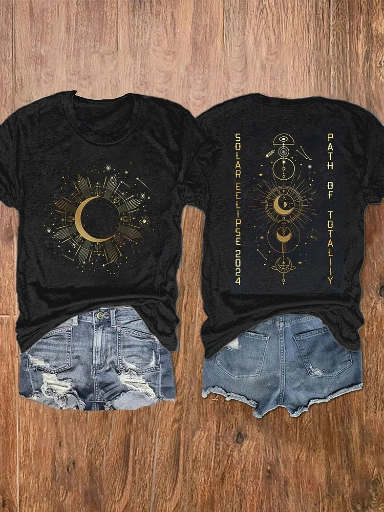 Total Solar Eclipse Path of Totality Path of Totality Casual Print T-shirt