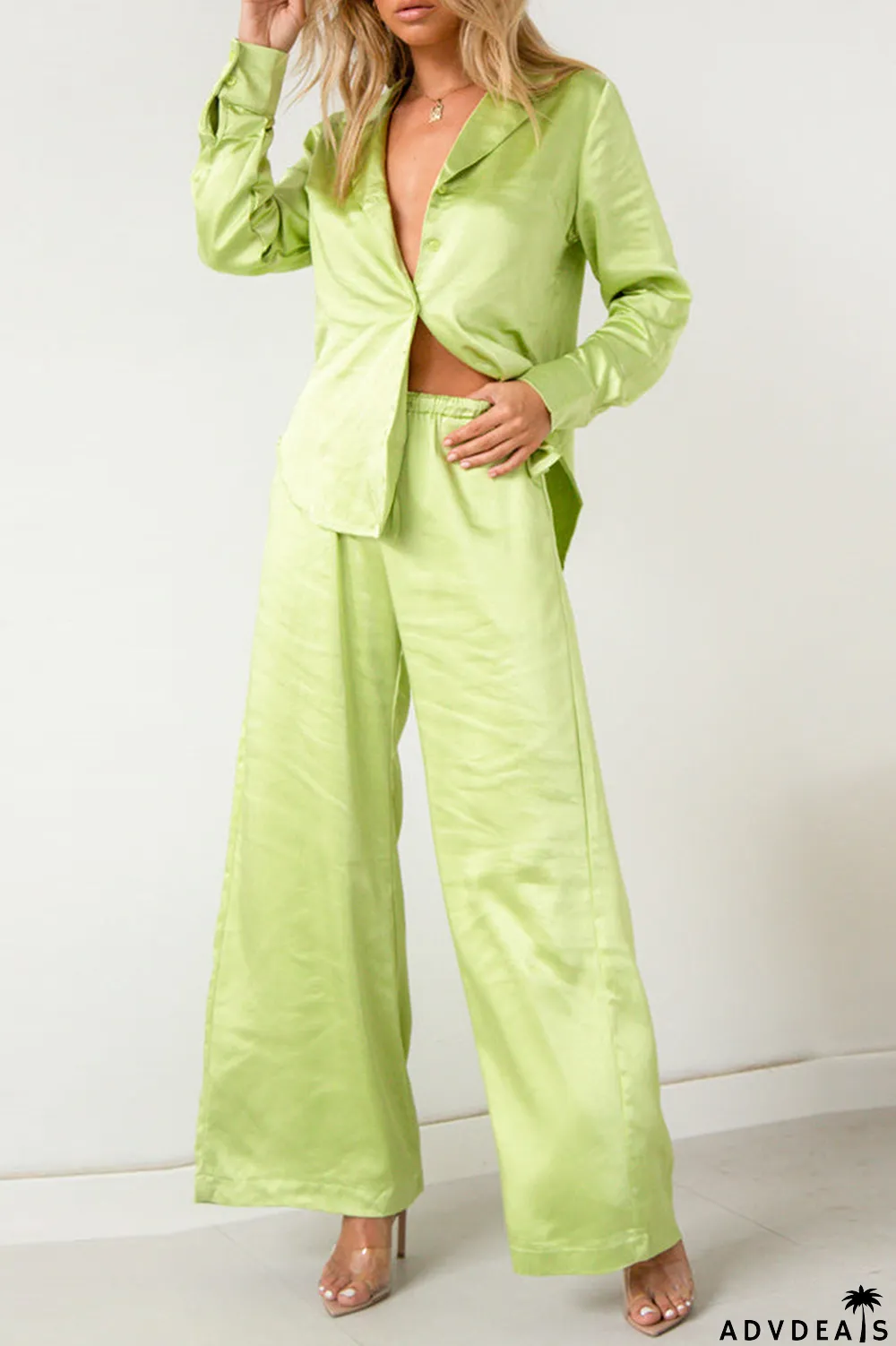 Street Solid Patchwork Turndown Collar Long Sleeve Two Pieces