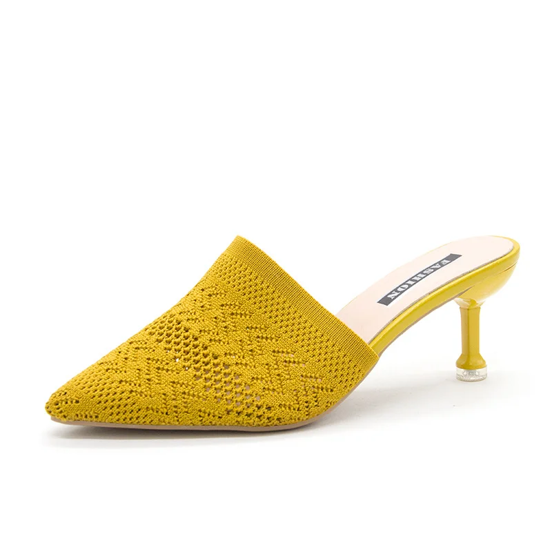 Breakj Breakj Red Flying Head Wear 2025 Spring New Knitted Head Hollow Tip Fine And High-Heeling Slippers Women's Cold Slippers