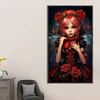 (40*70cm)Red Hair Rose Girl - Round AB Drill Diamond Painting