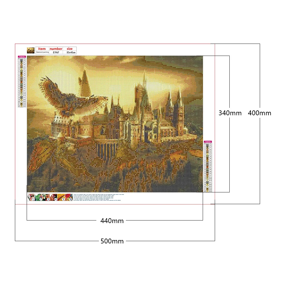 5D DIY Diamond Painting Kits Full Round Drill Harry Potter Castle Mosaic (E1967)