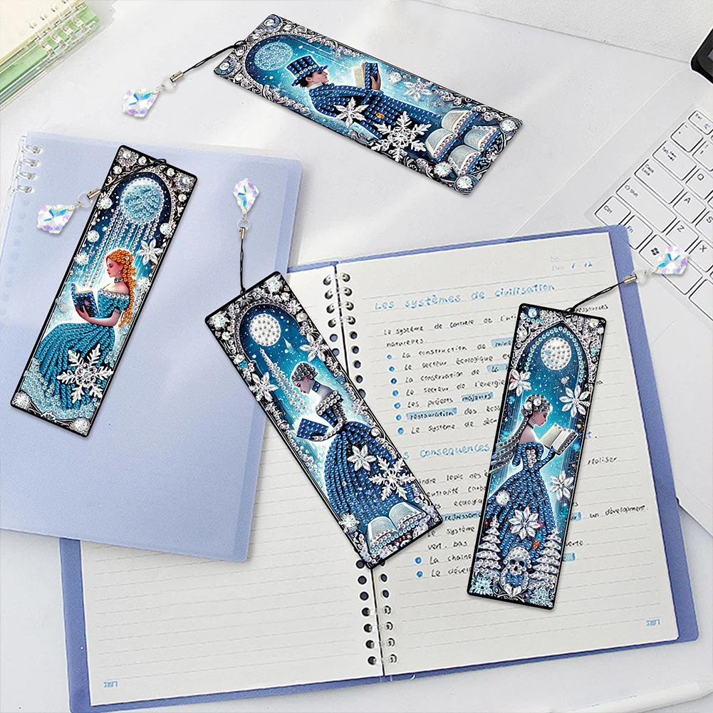 Christmas House A5 Size Diamond Painting Notebook Set with 4Pcs Bookmark Gift