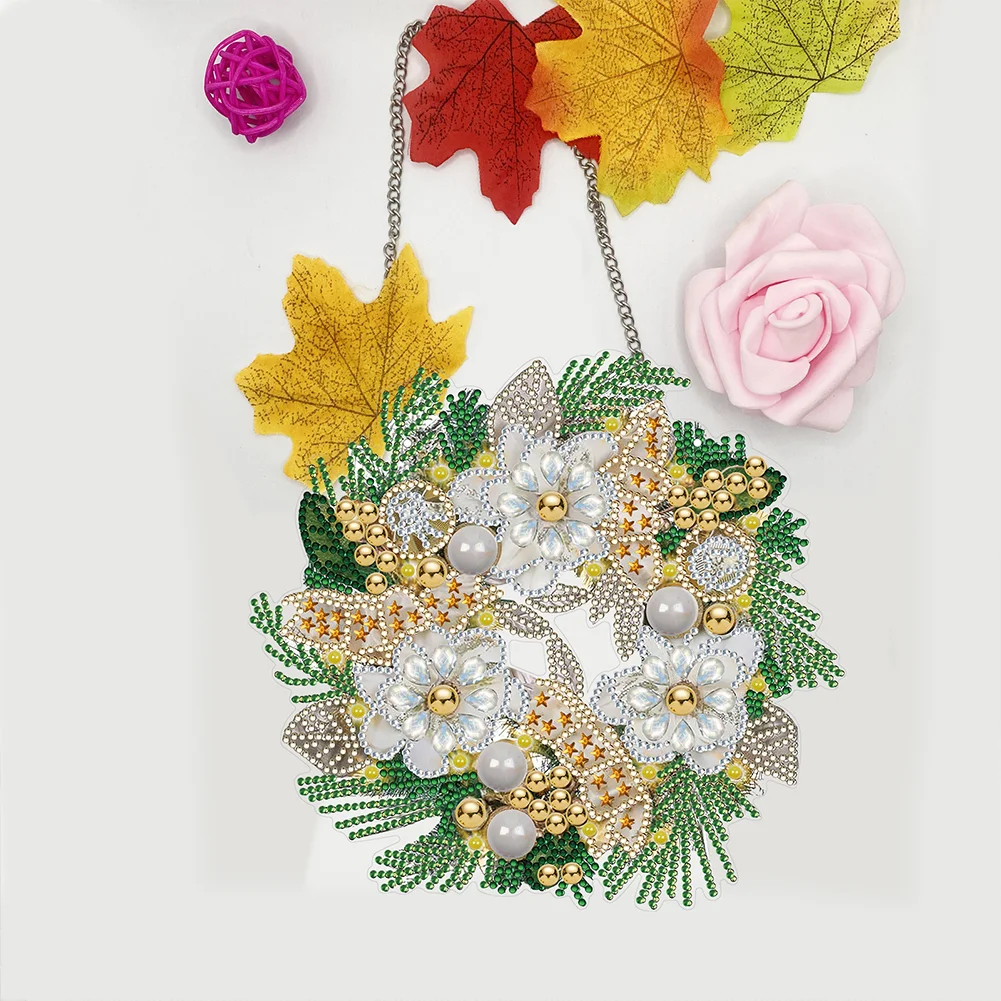 5D DIY Hanging Wreath Diamond Christmas Diamond Wall Decor Wreath