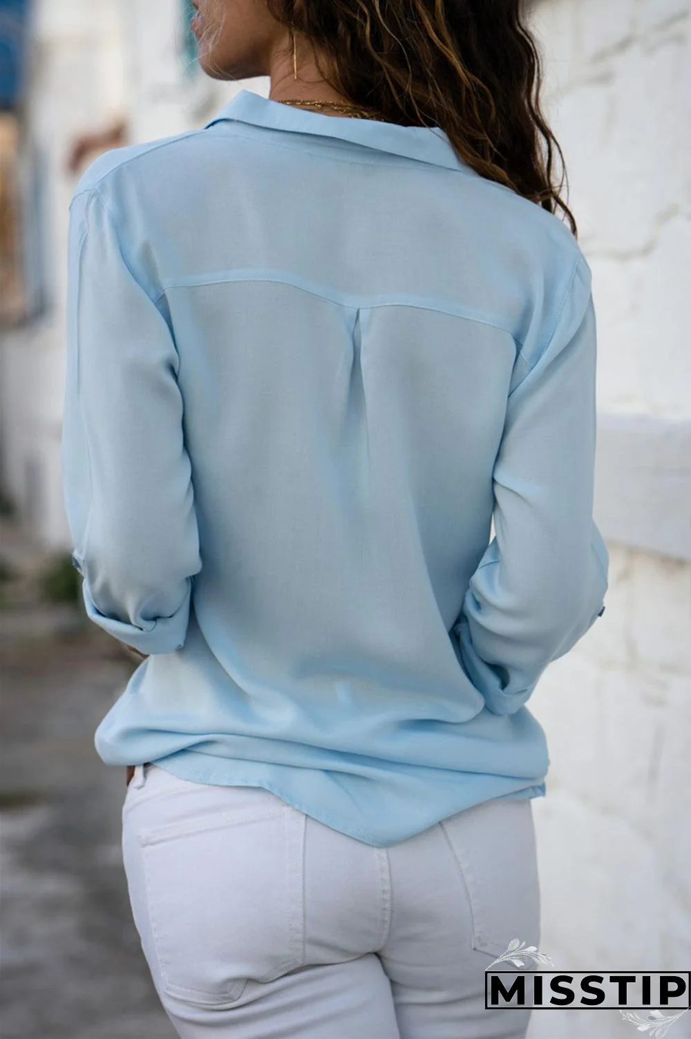 Black Fashion Casual Solid Patchwork Turndown Collar Tops