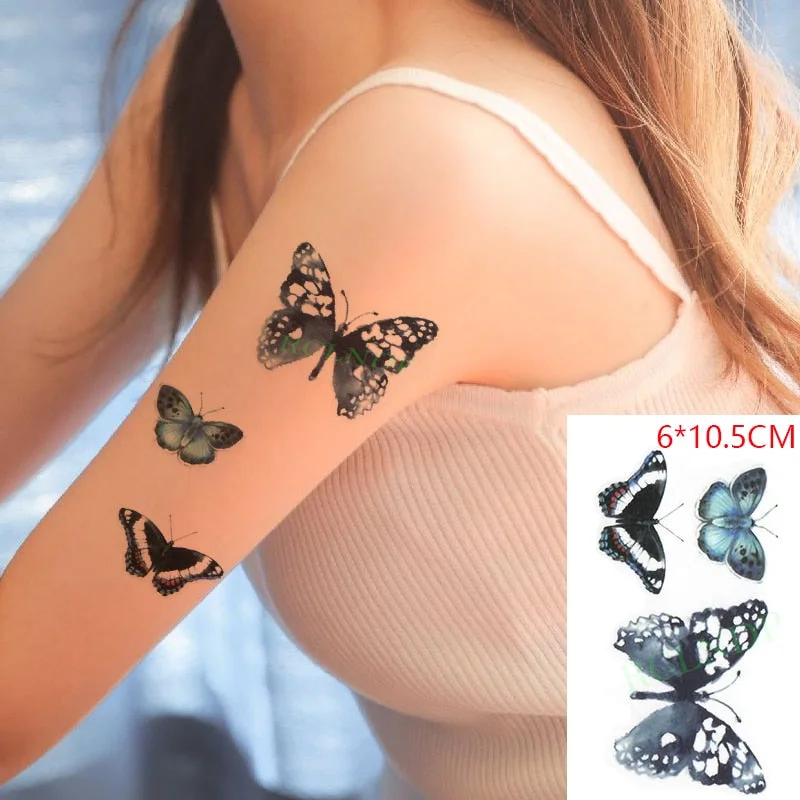 Waterproof Temporary Tattoo Sticker Rose Flower Leaf Letter Black Small Body Art Flash Tatoo Fake Tatto for Kids Girl Men Women