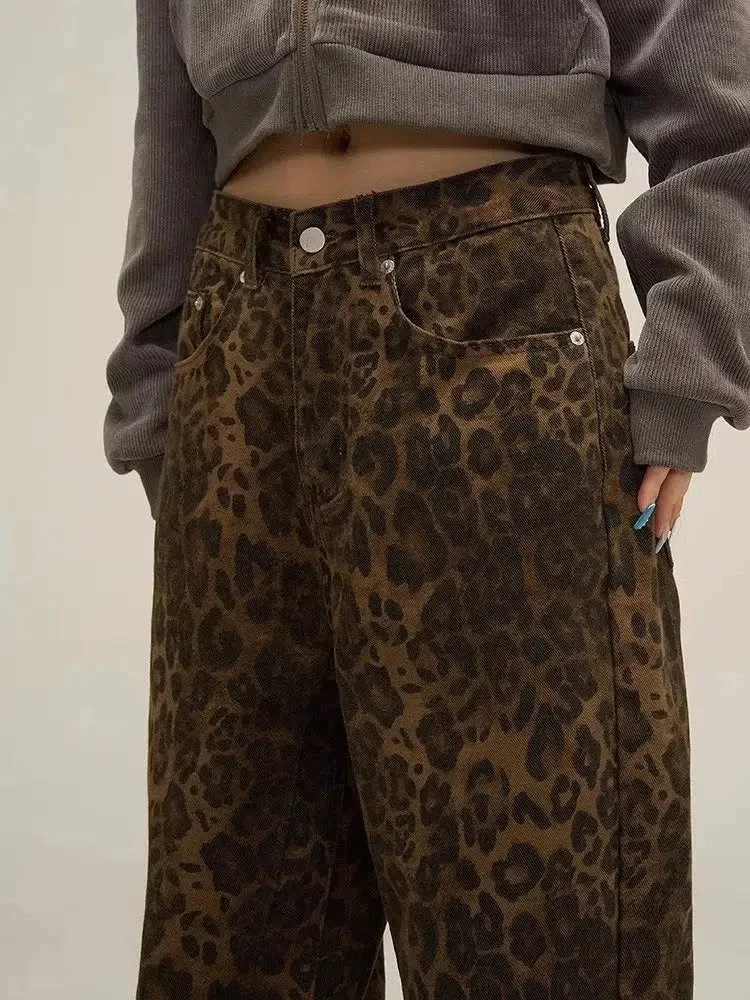 Brownm Leopard Straight Leg Pants