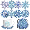 (US Local)8Pcs Wooden Snowflake Diamond Painting Coasters for Art Craft for Home Office