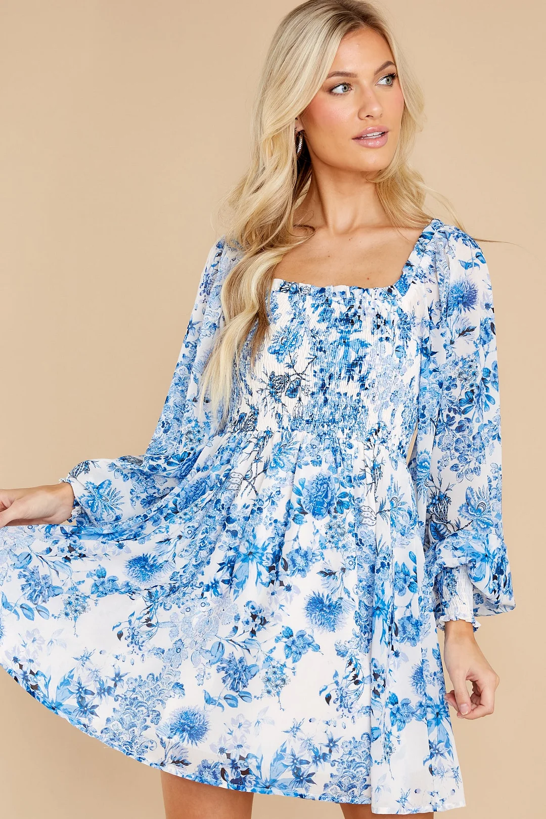 Fair Flower Blue Floral Print Dress