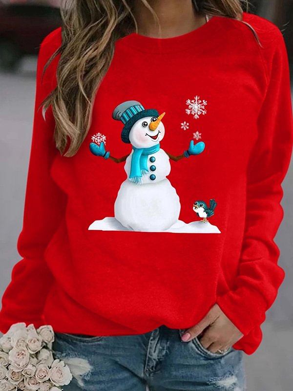 Christmas Lovely Snowman Printed Women's Sweatshirt