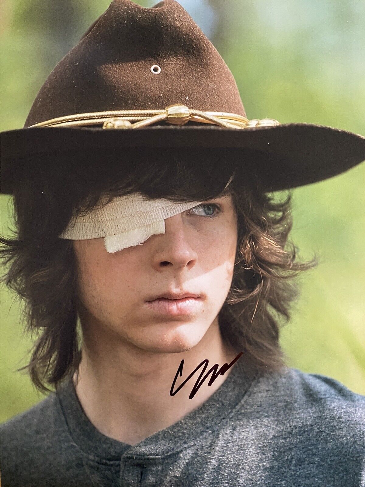 Actor Chandler Riggs signed THE WALKING DEAD 14x11 Photo Poster painting