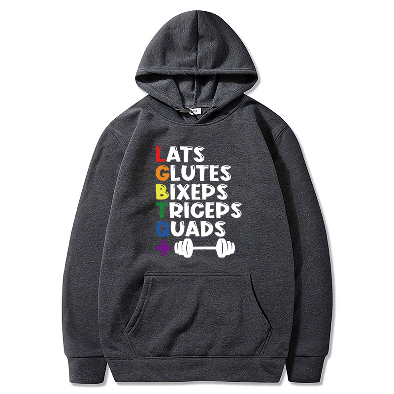 Cotton Tshirt LGBTQ Gym Hoodies Last Glutes Biceps Triceps Lgbt Humor Gym Lovers Hooded Sweatshirt Unisex Soft Casual Women Men t -shirt Tee