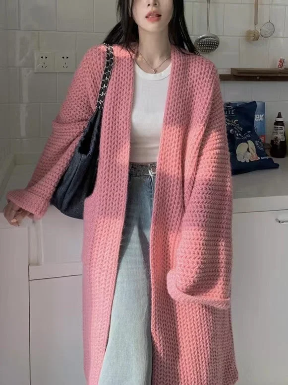 Soft Loose Creamy Pockets Long Sleeve Knit Cardigan
