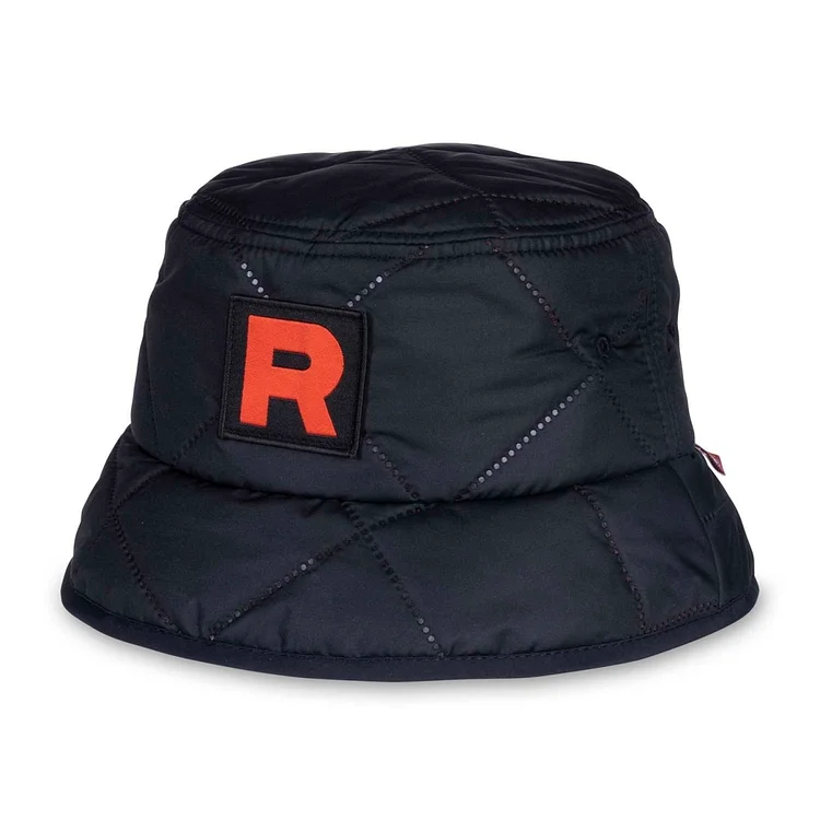 Team Rocket HQ Collection Black Quilted Bucket Hat (One Size-Adult)