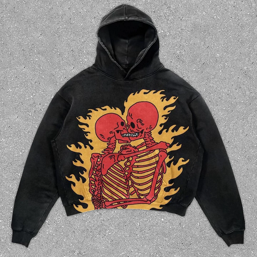 Stylish Skull Print Long Sleeve Hoodie