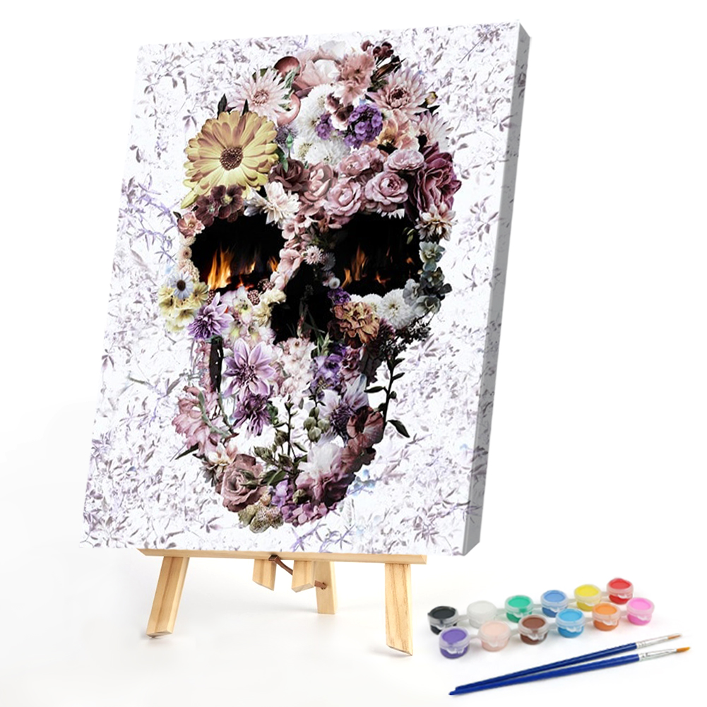 

40*50CM - Paint By Numbers - Flowers Skull, 501 Original