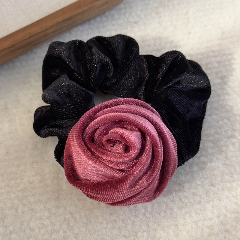 Elegant Romantic Artistic Women’s Rose Cloth Flannel Hair Tie