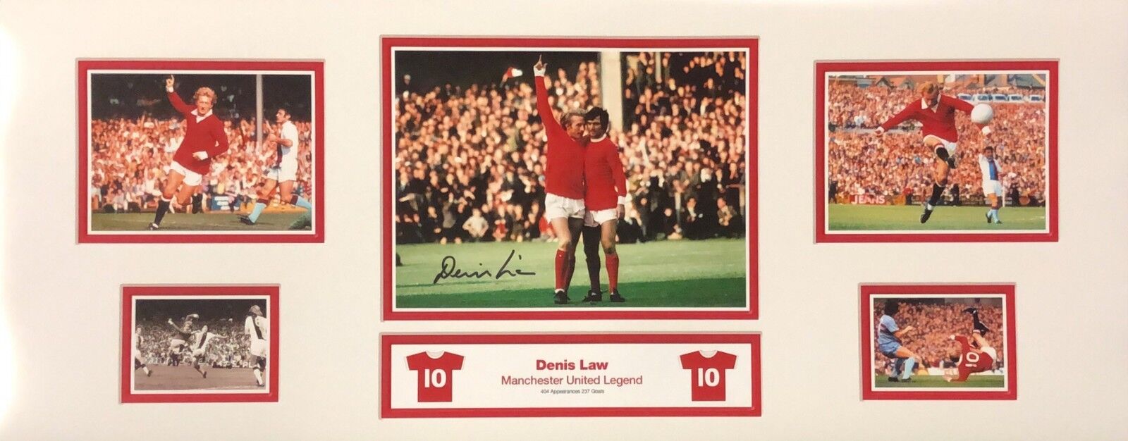 DENIS LAW SIGNED MANCHESTER UNITED 30x12 FOOTBALL Photo Poster painting COA PROOF