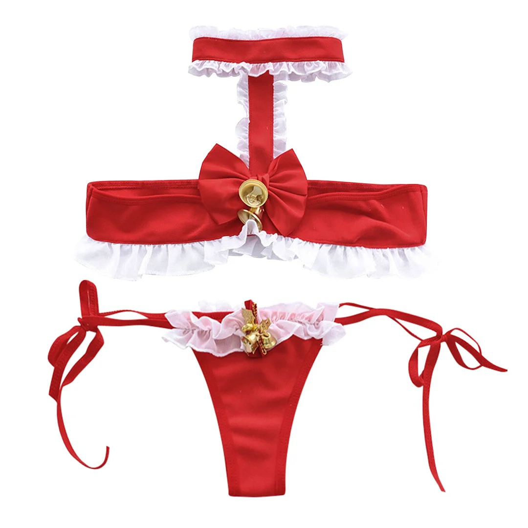 Uaang Sexy Halter Temptation Bra Thong Sexy Underwear Set Christmas Erotic Lingerie Woman