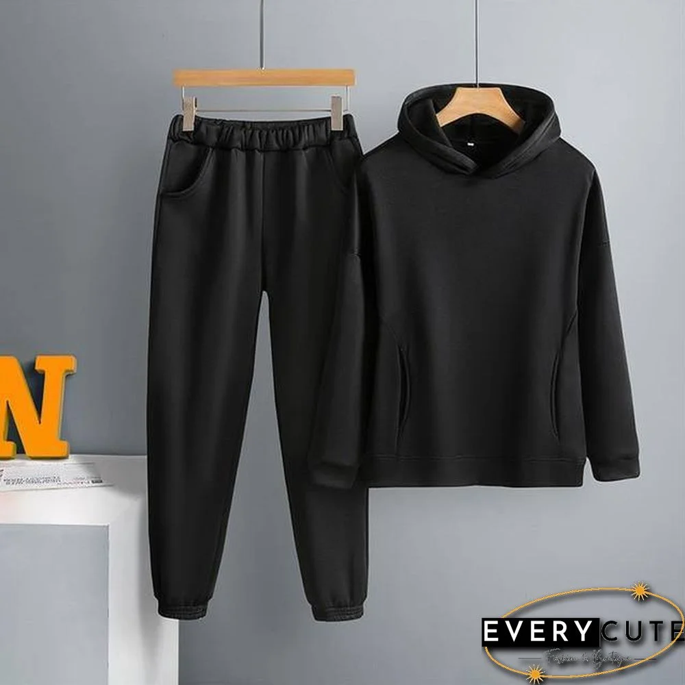 Two Piece Set Casual Fleece Tracksuit Women Winter Women's Sets Oversized Hooded Long Sleeve Hoodie Sport Pants Lady Suit