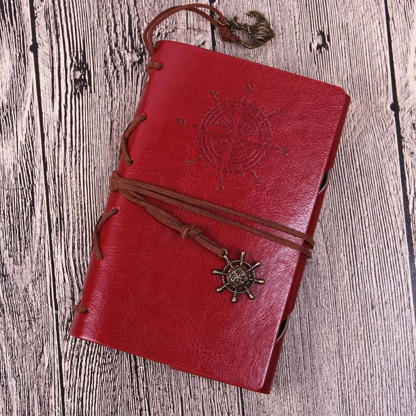 Vintage Pirate Diary Notebook Agenda With Faux Leather Cover Loose Leaf Note Book for School Stationery or Traveler