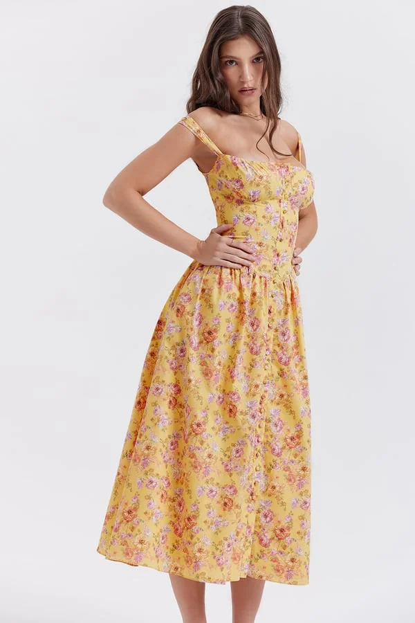 BUTTER PRINT MIDI SUNDRESS
