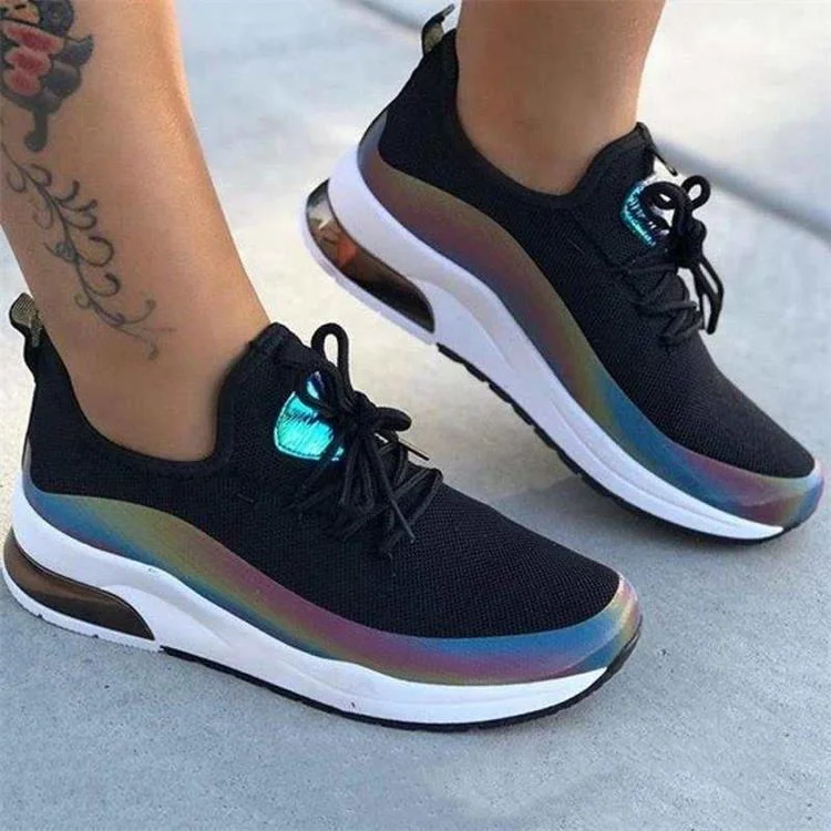 Women Mesh Air-Cushion Rainbow Breathable Sneaker Shoes