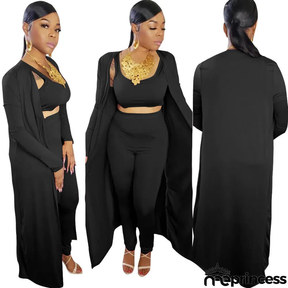 Autumn 3PC Casual Solid Pants Suit