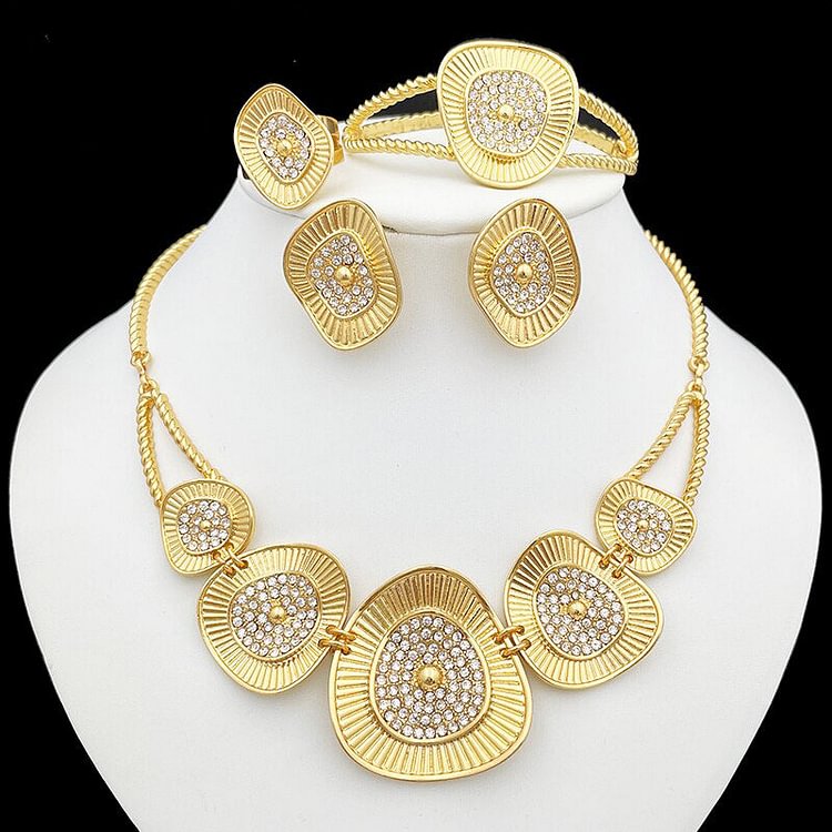 Fashion Gold Plated Jewelry Sets Necklace Earrings For Women