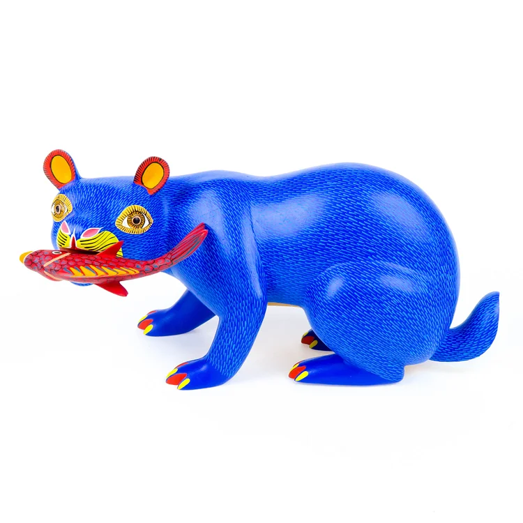 Bear With Fish - Oaxacan Alebrije Wood Carving