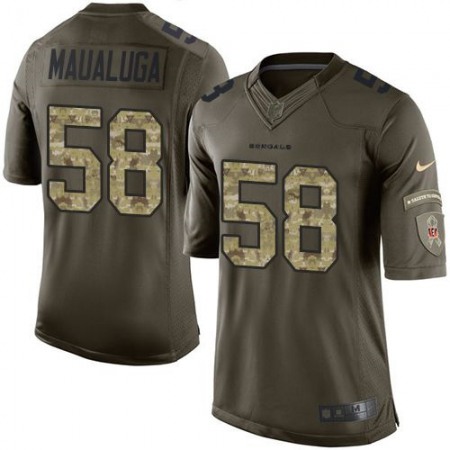 Bengals #58 Rey Maualuga Green Youth Stitched NFL Limited Salute to Service Jersey