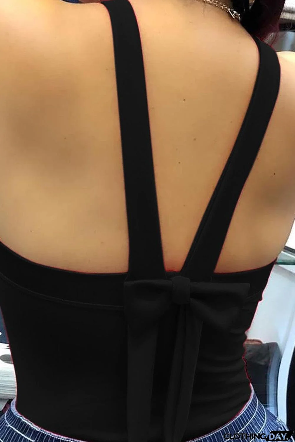 Thick Strap Backless Bowknot Tank Top
