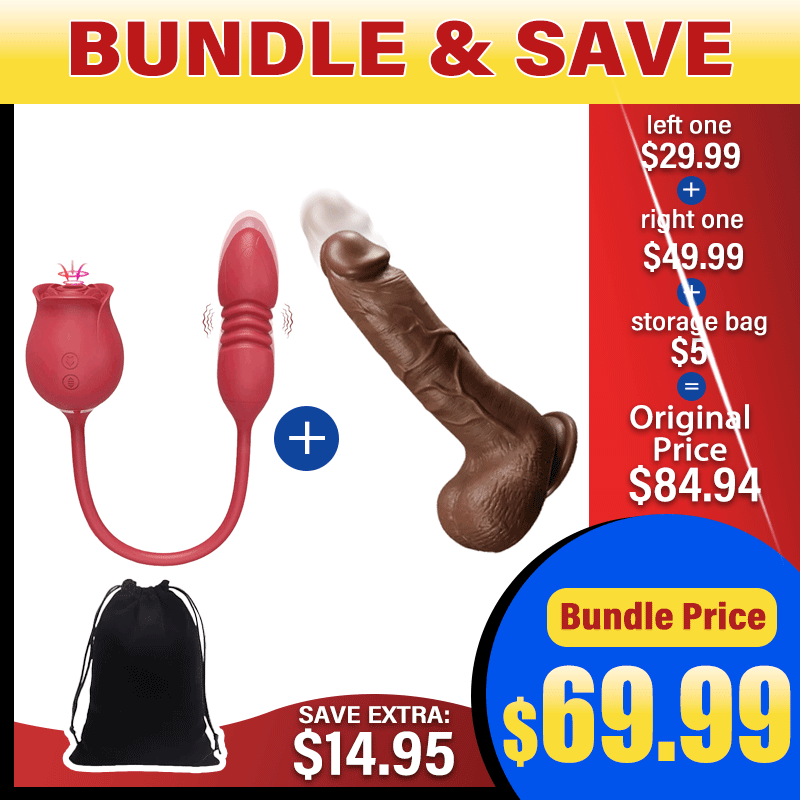 【 Valentine's Day Buy 1 Get 3 】 Upgraded Rose Sucking Sex Toy Thrusting Vibrator With Avery 8.26 Inches Realistic Dildo & Storage Bag - Rose Toy