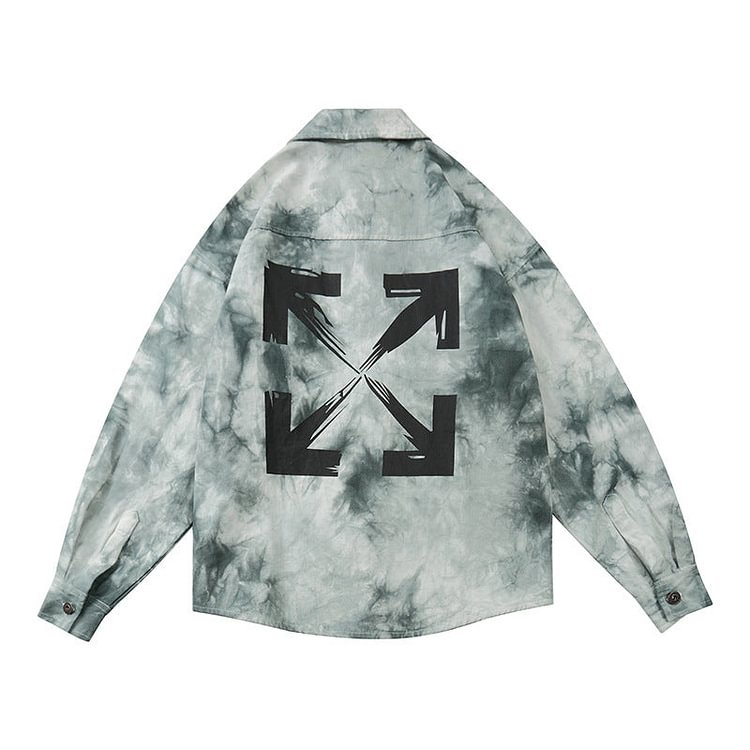 Off White Gradient Tie-Dye Arrow Long Sleeve Shirt Loose Ow Shirt Coat