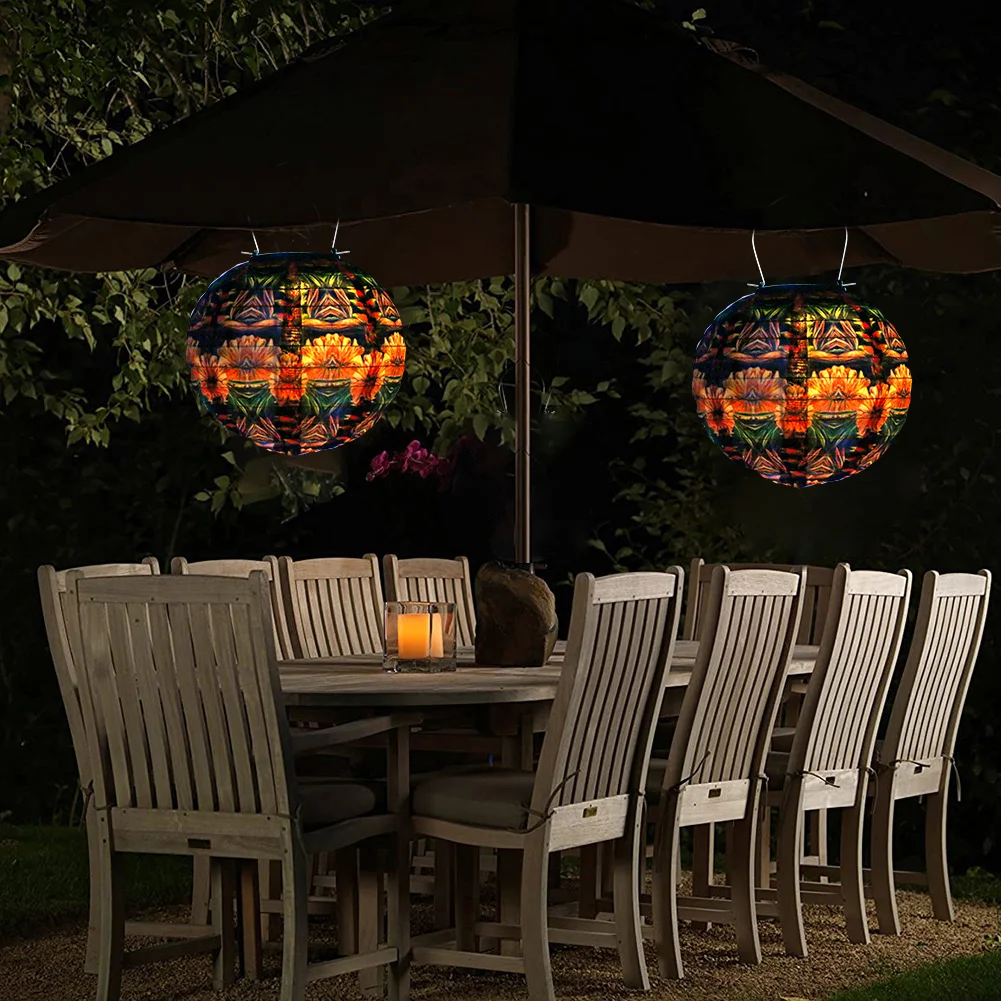 Solar Painted LED Lantern Outdoor Waterproof Garden Hanging Lighting (C)