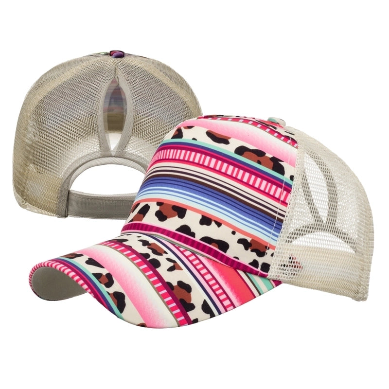 Women’s Fashion Color Block Flower Leopard Baseball Cap