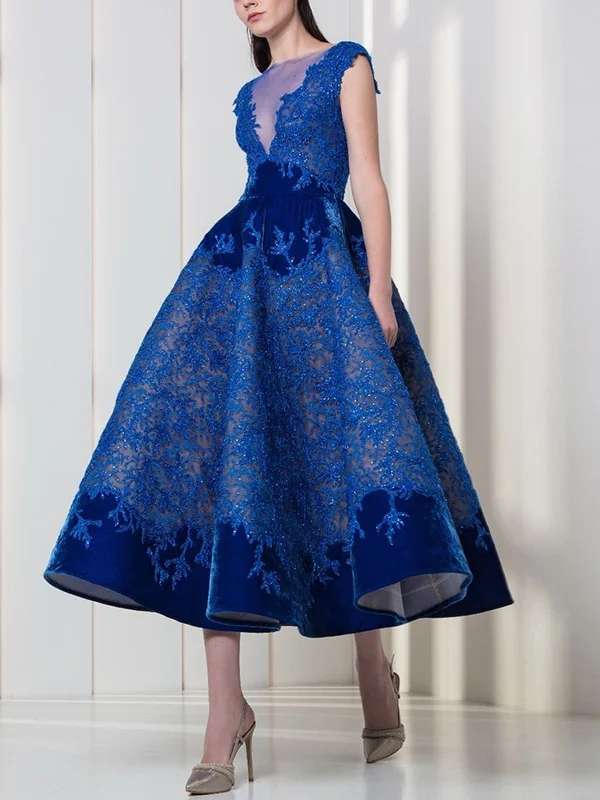 Round Neck Mesh Sequins Midi Dress