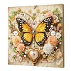 Framed Diamond Painting - Special Shaped - Yellow Butterfly and Flowers (25x25cm)