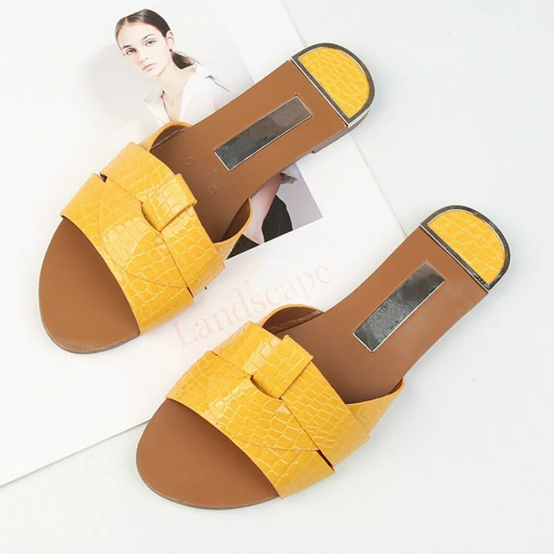 Women Outdoor Summer Sandals 2022 Ladies Beach Slide Flip Flops Fashion PU Leather Open Toe Female Sandal Woman Beach Shoes