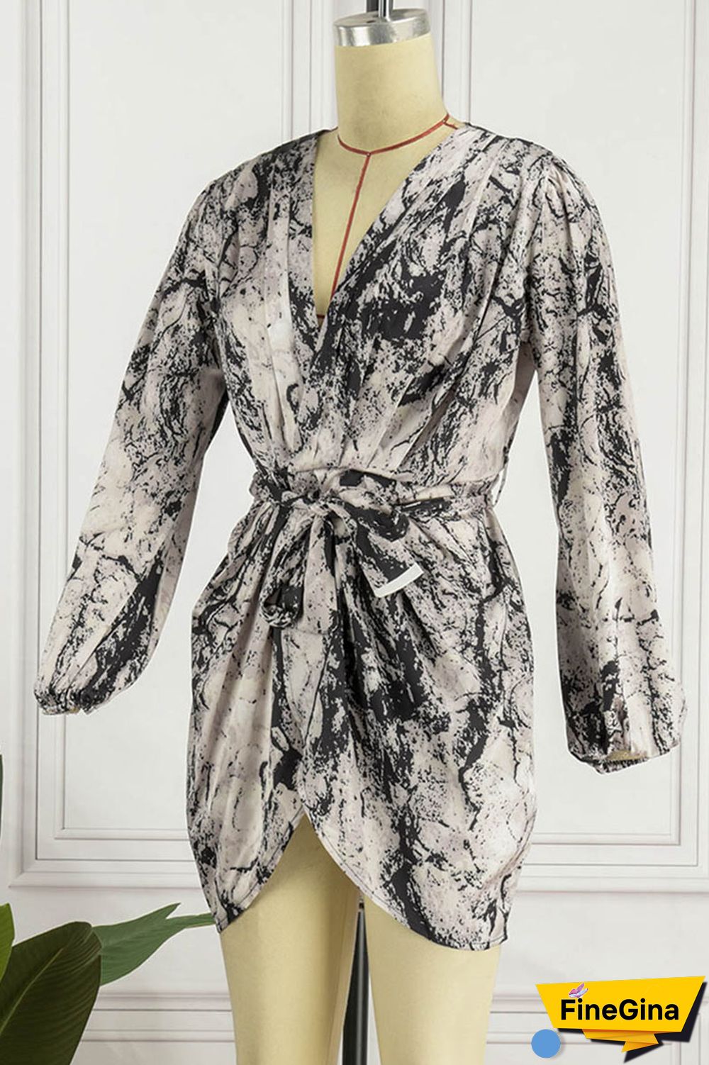 Black Sexy Print Bandage Patchwork Asymmetrical V Neck One Step Skirt Dresses