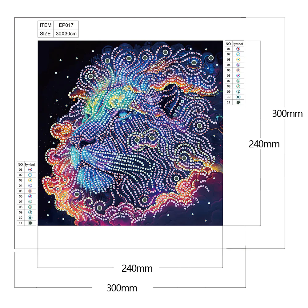 Special Shape Diamond Painting 30*30cm - Colorful Lion