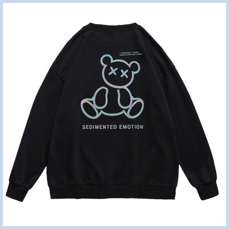 Reflective X Bear Sweatshirt - Gotamochi Kawaii Shop, Kawaii Clothes