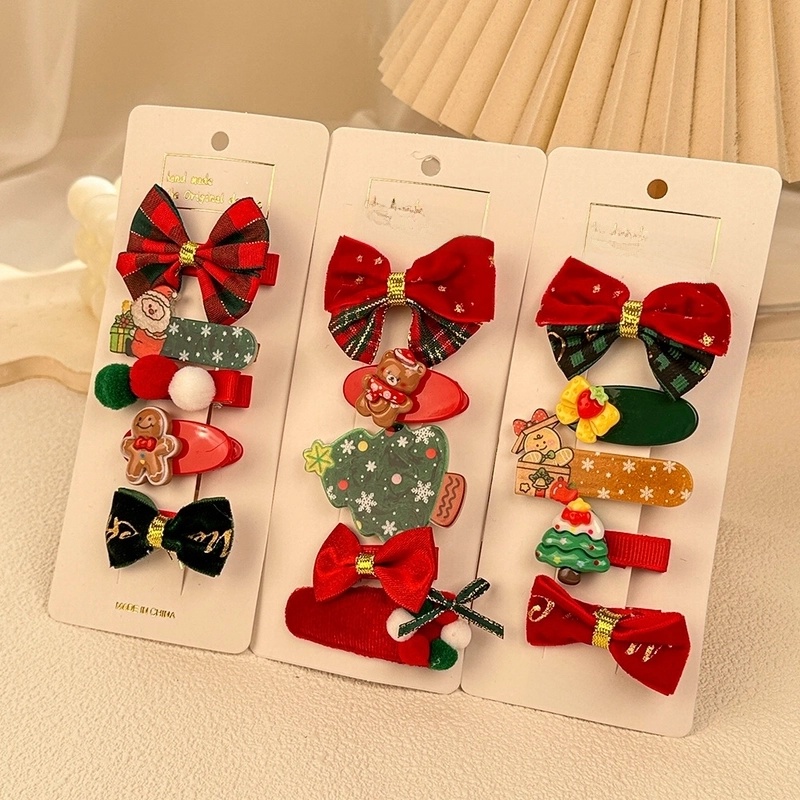 Christmas Cute Kid’S Santa Claus Gingerbread Bow Knot Hair Clip