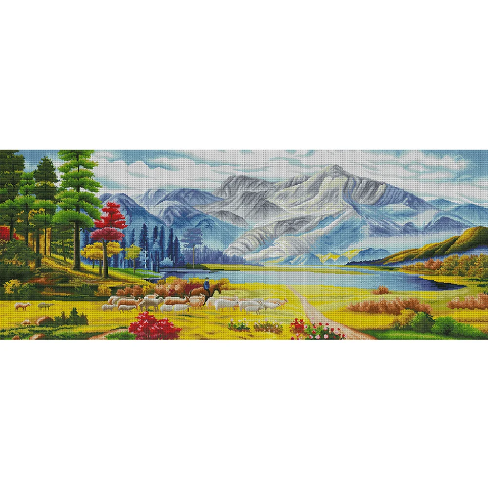 11CT Full Stamped Cross Stitch - Shepherd(Canvas|195*82CM)