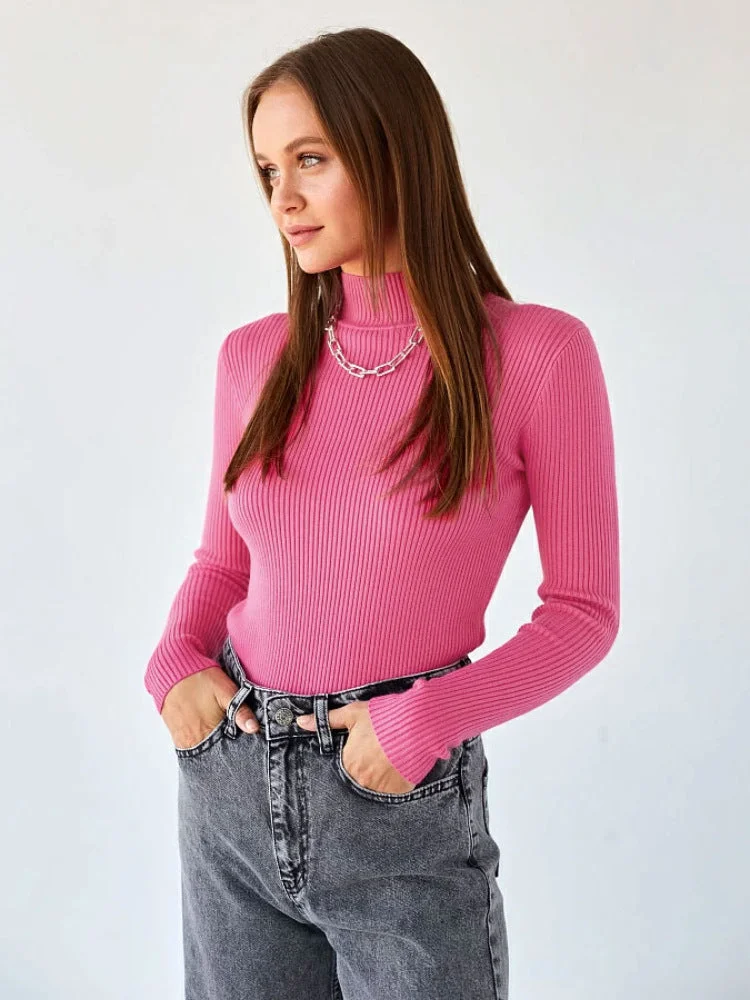 Uveng Color Half Collar Slim Knit Bottoming Sweaters