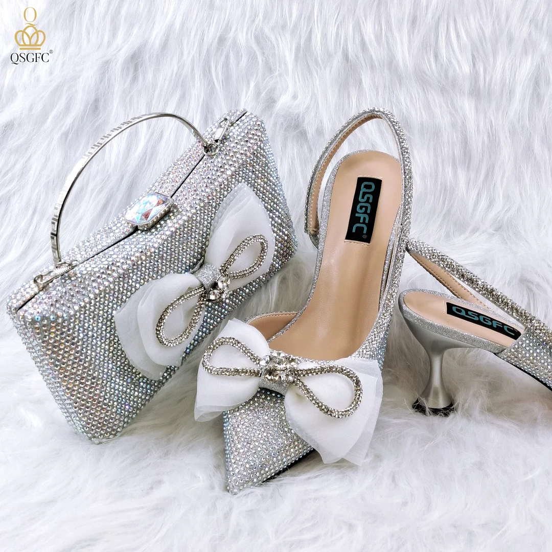 The latest INS Style Shoes And Bags To Match With Beautiful And Noble Ladies Shoes And Bag Decorated With Large Bows Party Shoes