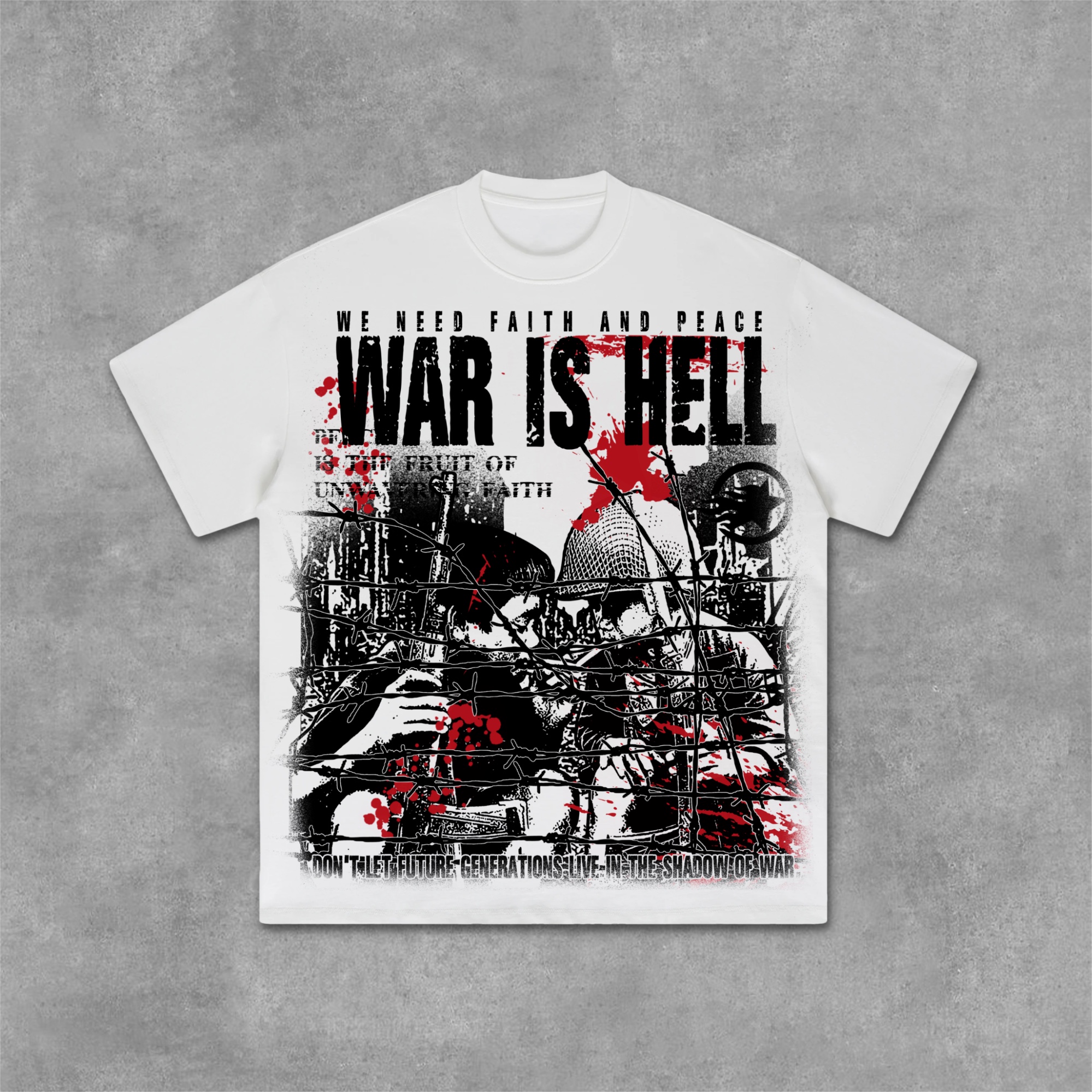 War Is A Hell Retro Old Graphic Cotton T-Shirt