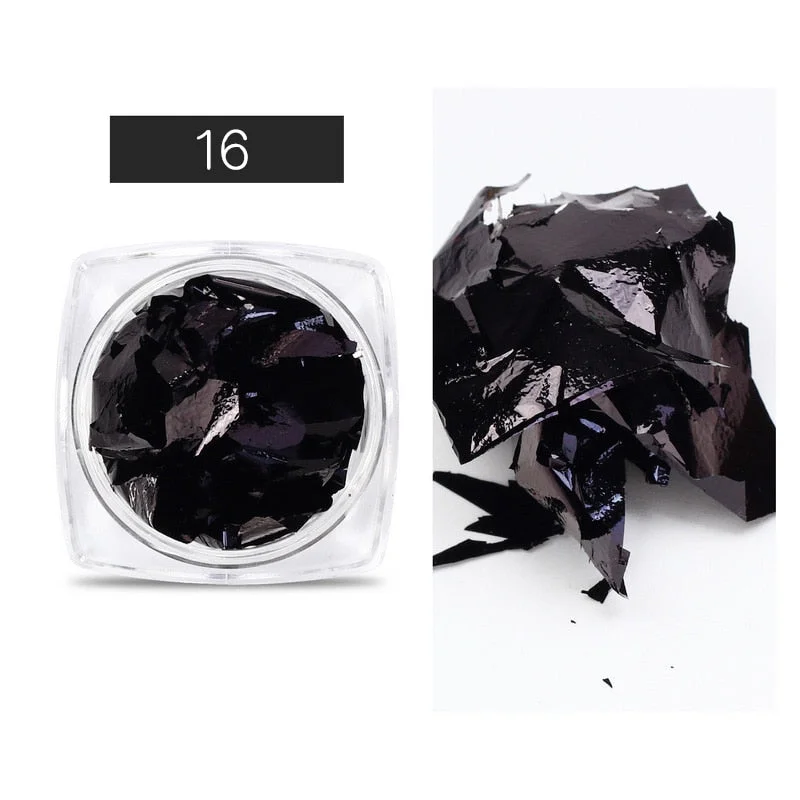 1Box Gold Silver Green Nail Art Foil Paper Colorful Irregular Aluminum Nail Sticker Glitter Gel Polish Decoration