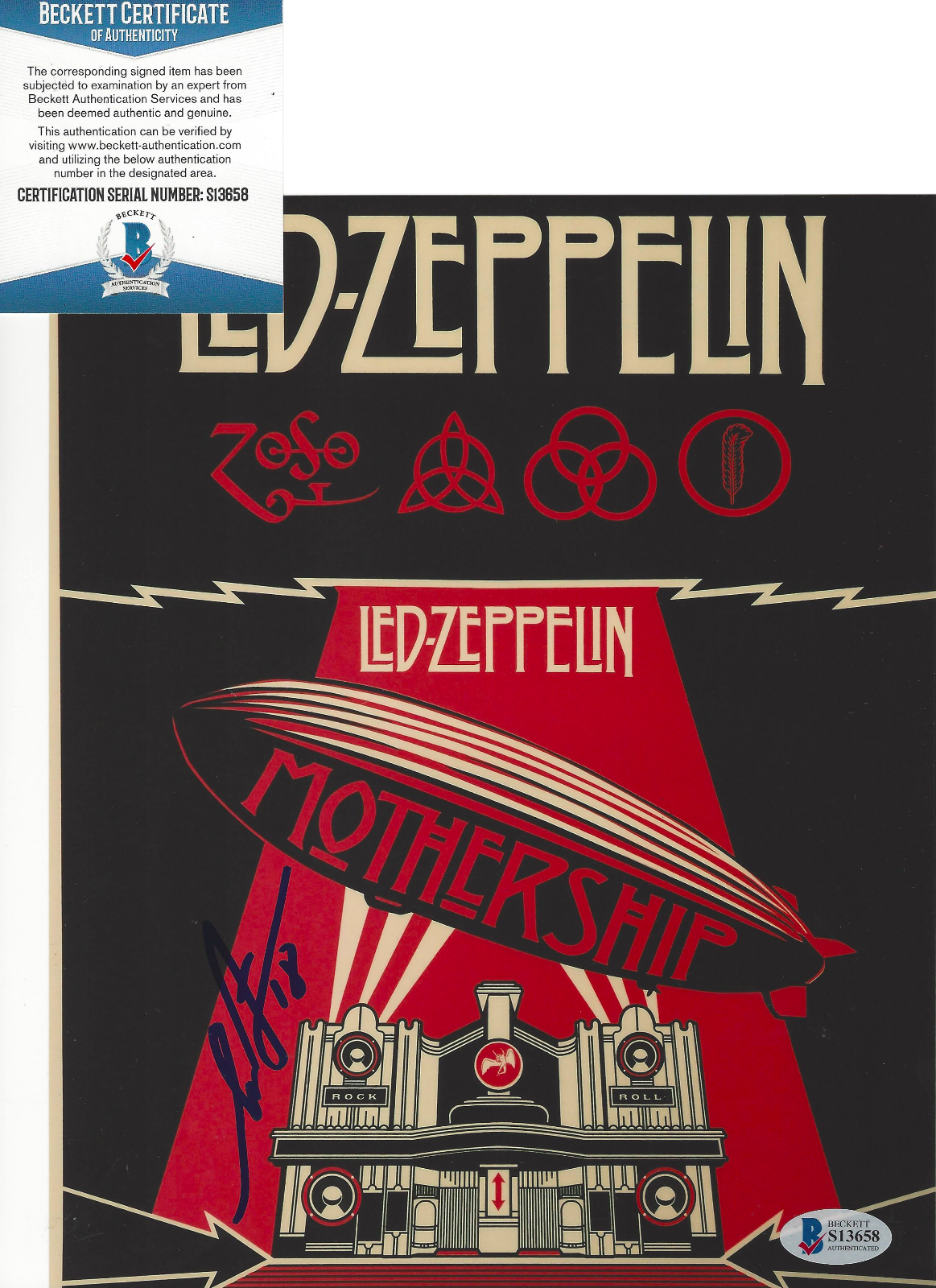 ARTIST SHEPARD FAIREY SIGNED LED ZEPPELIN 8X10 Photo Poster painting PRINT 2 BECKETT COA BAS