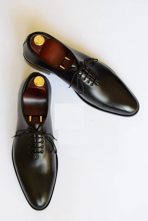 Men's Black Leather Dress Oxfords Shoes